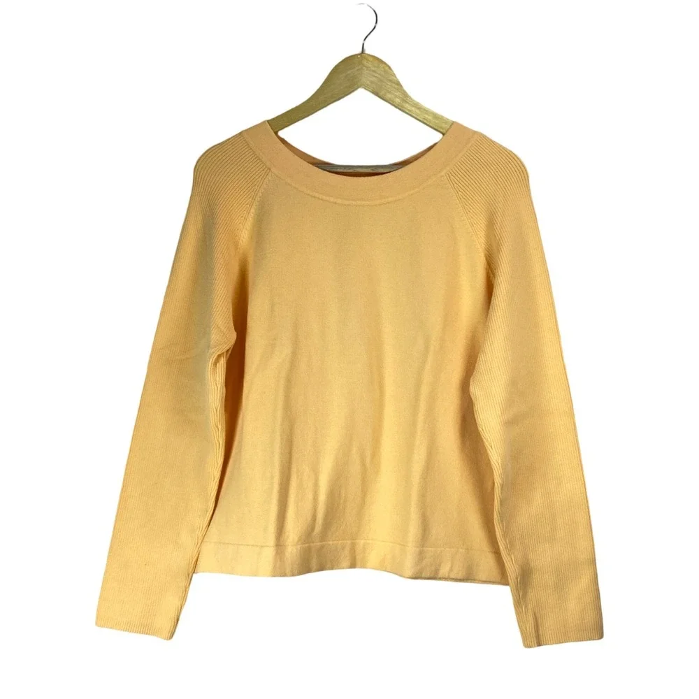 Talbots Womens XL Bright Peach Cotton Blend Ribbed Long Sleeve Sweater‎ EUC